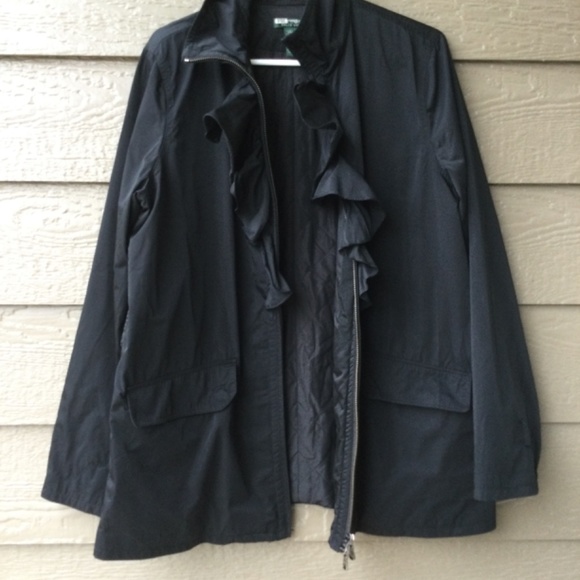 Lauren Ralph Lauren Womens spring, Fall black light jacket, size L. Ruffles - Picture 8 of 11